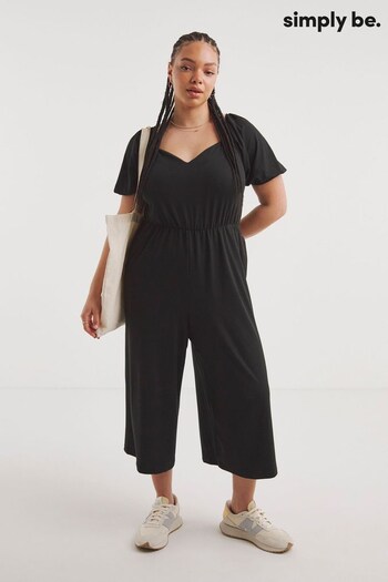 Simply Be Lucy Sweetheart Neck Black Jumpsuit (423890) | £26