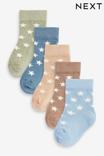Blue/Green Star Baby Socks Five Pack (0mths-2yrs) (424145) | £5.50