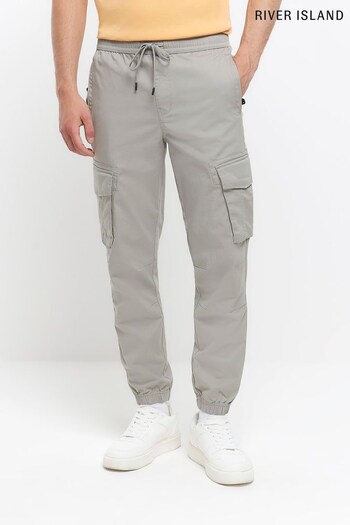 River Island Grey Slim Fit Washed Cargo Joggers (424530) | £40