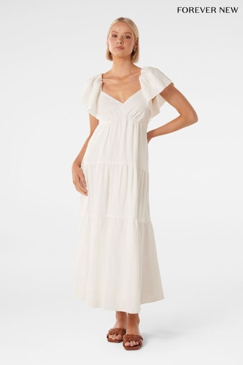 Forever New White Pure Linen Karissa Maxi Dress (424615) | £100