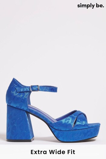 Simply Be Blue Cross Front Platform Sandals In Extra Wide Fit (424691) | £35