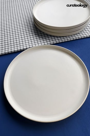Curateology Set of 4 Light Grey LoHo Reactive Glaze Dinner Plates (424885) | £59