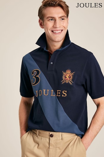 Joules Embellished Navy Classic Fit Polo Shirt (424955) | £49.95