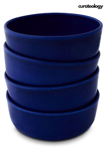 Curateology Set of 4 Cobalt Blue LoHo Reactive Glaze Cereal Bowls (424976) | £55