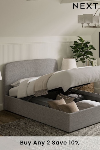 Tweedy Plain Grey Matson Upholstered Ottoman Storage Bed Frame (425120) | £575 - £675