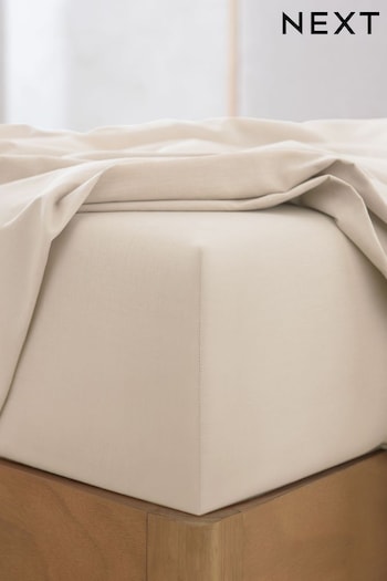 Natural 144 Thread Count 100% Cotton Deep Fitted Sheet (425186) | £11 - £18