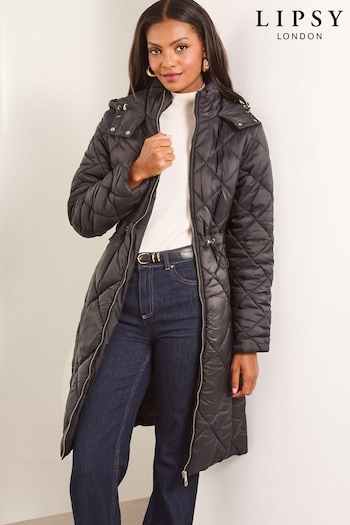 Lipsy Black Shower Resistant Quilted Padded Coat (425277) | £69