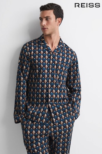 Reiss Multi Thurlow Cotton Printed Cuban Collar Pyjama Top (425355) | £118