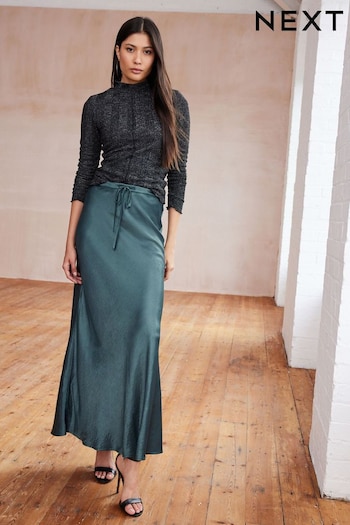 Green Long Length Satin Skirt (425587) | £40