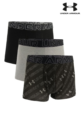 Under Armour Black Cotton Performance Printed Boxers 3 Pack (425612) | £34