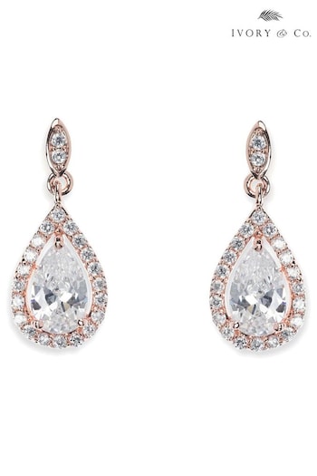 Ivory & Co Rose Gold Belmont And Crystal Teardrop Earring (426082) | £35