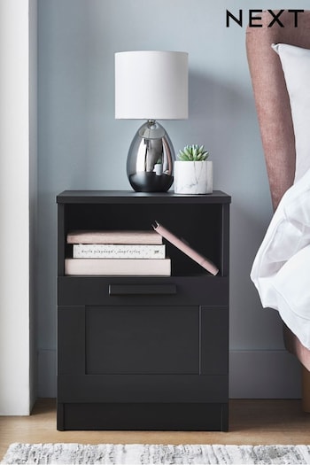 Black Flynn 1 Drawer Bedside Table (426538) | £80