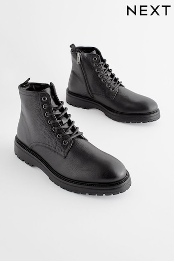 Black Leather Chunky Boots (426545) | £26