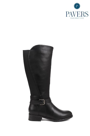 Pavers Buckle Detail Calf Black Boots (426638) | £40