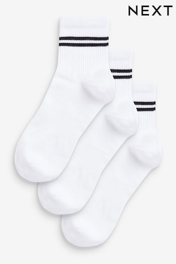 White Sport Cropped Ankle Socks 3 Pack (426747) | £10