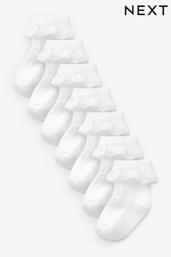 White Lace Baby Socks 7 Pack (0mths-2yrs) (426887) | £12