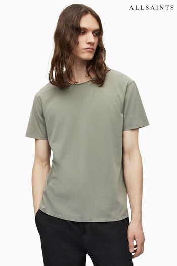 AllSaints Green Bodega Crew Neck Raw Edge T-Shirt (427027) | £49