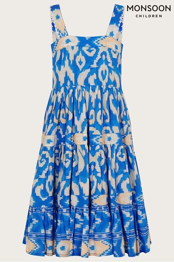 Monsoon Mini Me Blue Ikat Print Beach Dress (427376) | £34 - £39