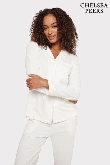 Chelsea Peers Cream Organic Cotton Button Up Pyjama Set (427516) | £55