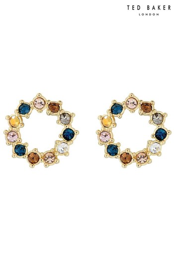 Ted Baker CRESINA: Gold Tone Crystal Hoop Stud Earrings For Women (427543) | £40