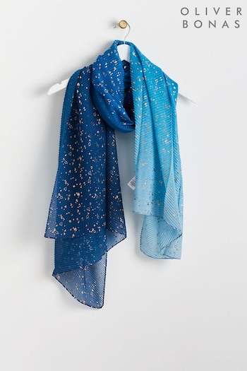 Oliver Bonas Blue Hearts Ombre Lightweight Scarf (427653) | £28