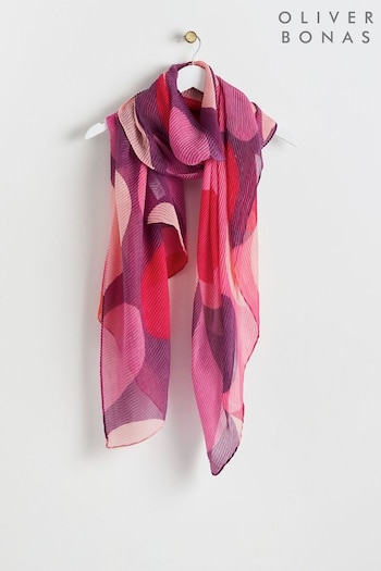 Oliver Bonas Pink Abstract Heart Pleated Lightweight Scarf (427667) | £29.50