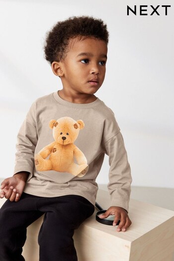 Stone Brown Bear Long Sleeve Character T-Shirt (3mths-7yrs) (427934) | £8 - £10