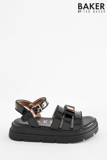 Baker by Ted Baker Girls Black Chunky Gladiator Sandals with Bow (428028) | £40 - £42