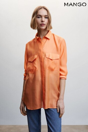 Mango Orange Satin Pocket Shirt (428082) | £46
