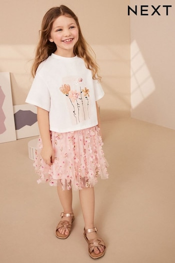 Pink T-Shirt Mens and Floral Skirt Set (3-16yrs) (428234) | £26 - £32