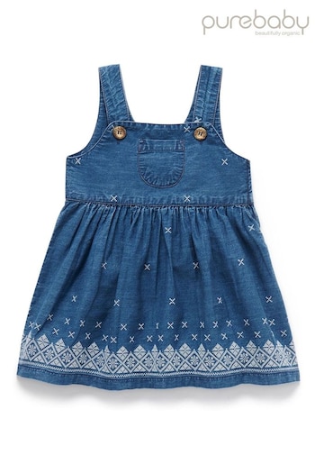 Purebaby Blue Snowflake Baby Pinafore Dress (428307) | £35