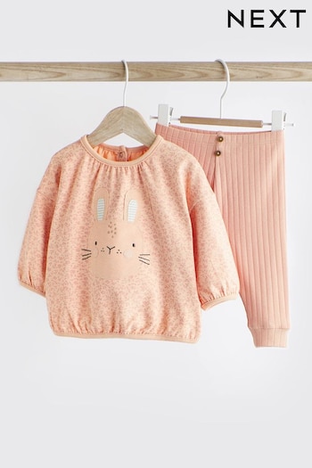 Peach Pink Bunny Baby Top And video Leggings Set (428411) | £12 - £14