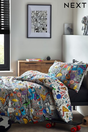 Multi Graffiti Doodle Duvet Cover and Pillowcase Set (428522) | £16 - £22