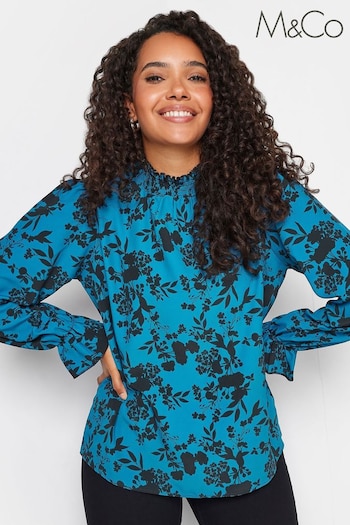 M&Co Blue Shirred Collar Blouse (428803) | £27