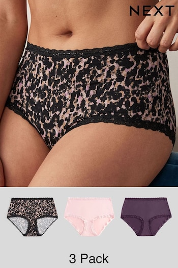 Animal Print/Purple/Blush Pink Midi Knickers 3 Pack (428857) | £13