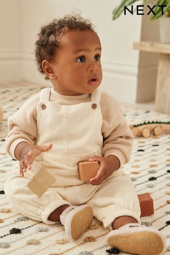 Cream Corduroy Baby Dungarees And Jersey Bodysuit Set (0mths-2yrs) (428874) | £22 - £24