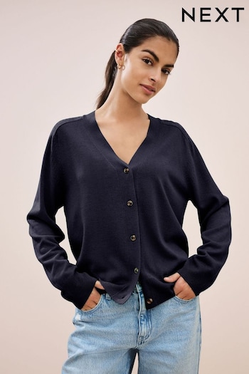 Navy Blue Soft Touch Button Up Knitted Cardigan (429122) | £20