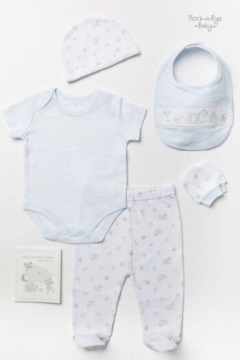 Rock-A-Bye Baby Boutique Blue Toy Print Cotton 6-Piece Baby Gift Set (429294) | £30