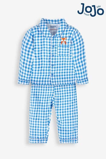 JoJo Maman Bébé Blue Boys' Fox Classic Check Pyjamas (429518) | £21