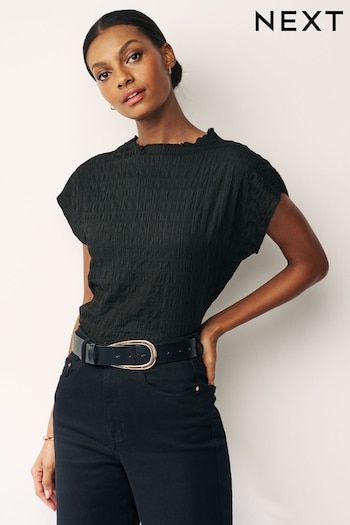 Black Short Sleeve Textured T-Shirt (429540) | £18