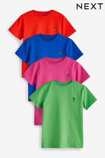Fluro Brights Short Sleeve Stag Embroidered T-Shirts 4 Pack (3-16yrs) (429704) | £20 - £34