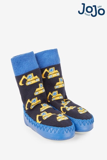 JoJo Maman Bébé Cobalt Boys' Digger Moccasin Slipper Socks (429849) | £12.50