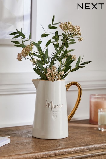 White Mum Inscribed Ceramic Jug Vase (429867) | £16