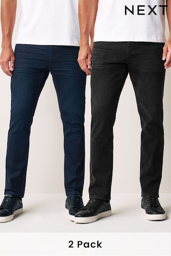 Black/Dark Blue Slim Essential Stretch Jeans 2 Pack (429876) | £40
