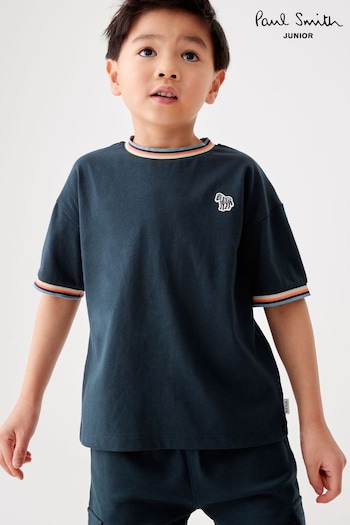 Paul Smith Junior Boys Navy Short Sleeve 'Artist Stripe' T-Shirt (429913) | £38