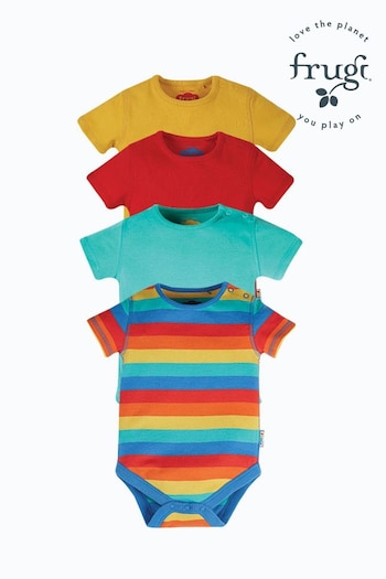 Frugi Rainbow Organic Cotton Rainbow Short Sleeve Bodysuits 4 Pack (430060) | £34