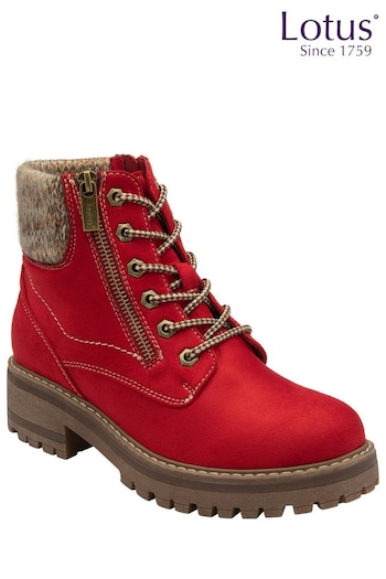 Lotus Red Zip-Up Ankle Boots (430130) | £65