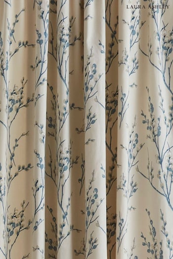 Laura Ashley Seaspray Blue Pussy Willow Blackout Thermal Pencil Pleat Lined Curtains (430207) | £60 - £150