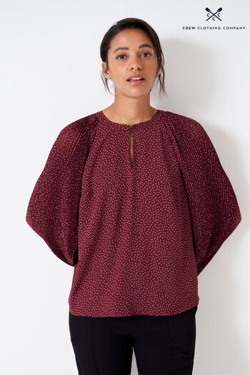 Crew Clothing Company Berry Red Spot Relaxed Blouse (430368) | £59