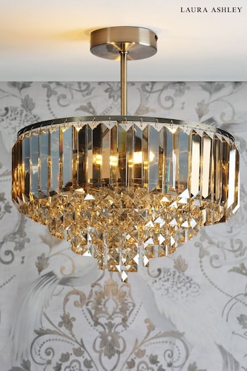 Laura Ashley Brass Vienna 3 Light Semi Flush Ceiling Light (430402) | £230